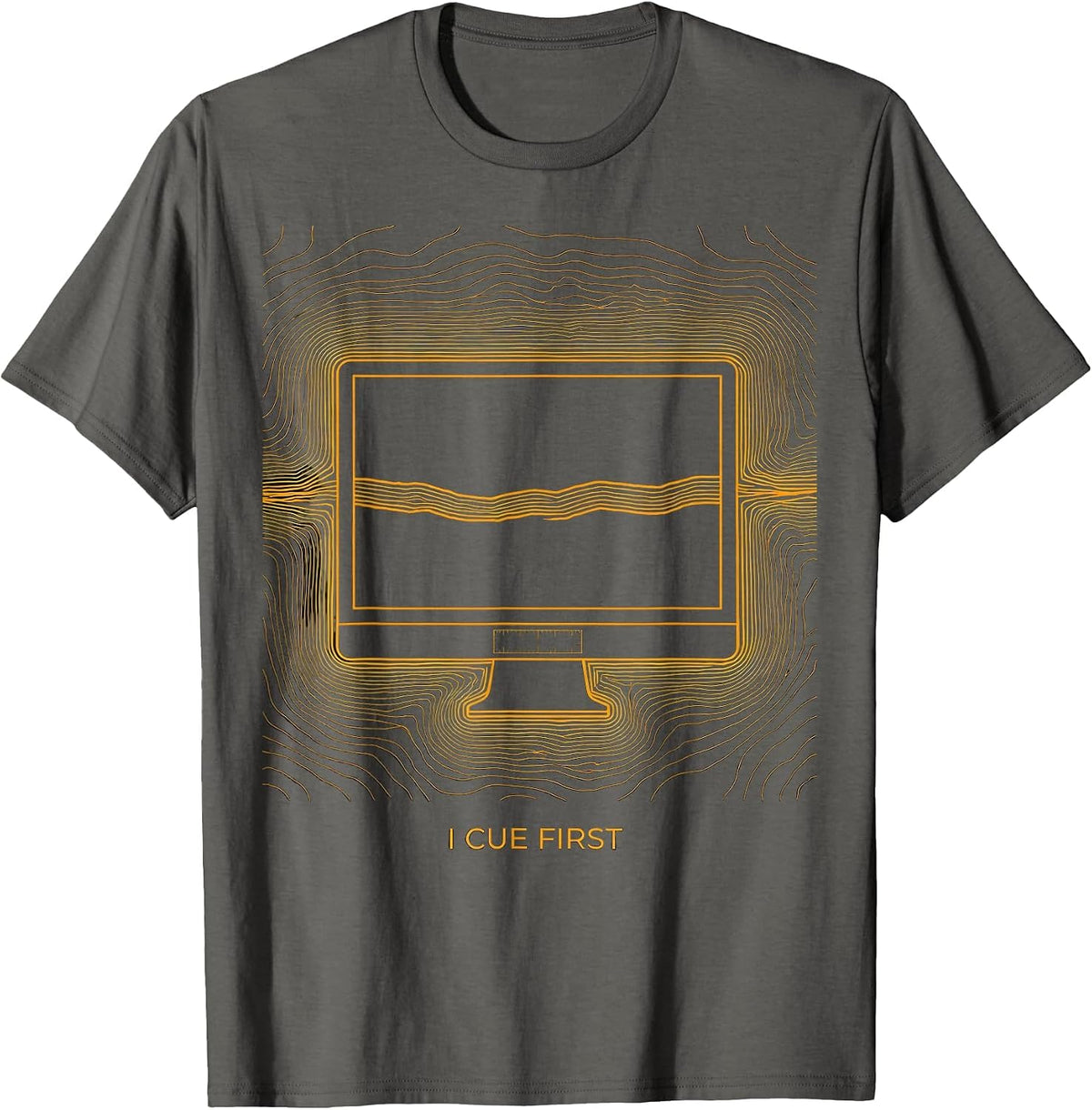 I Cue First Topographic 911 Dispatcher Thin Yellow Line T-Shirt - Asphalt Grey