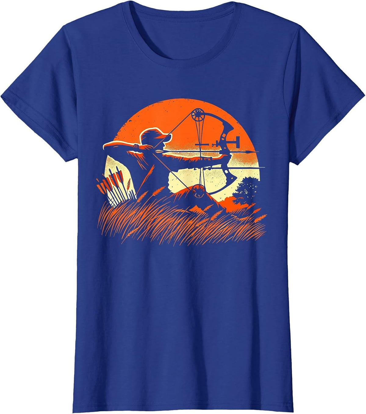 Archery Bow Hunter Deer Mule Elk Bow Hunting T-Shirt - Royal Blue