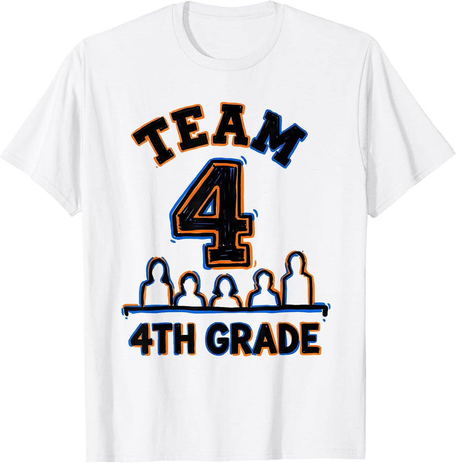 Men's Team 4th Grade Funny Fourth Grade Back To School Teacher T-Shirt - White