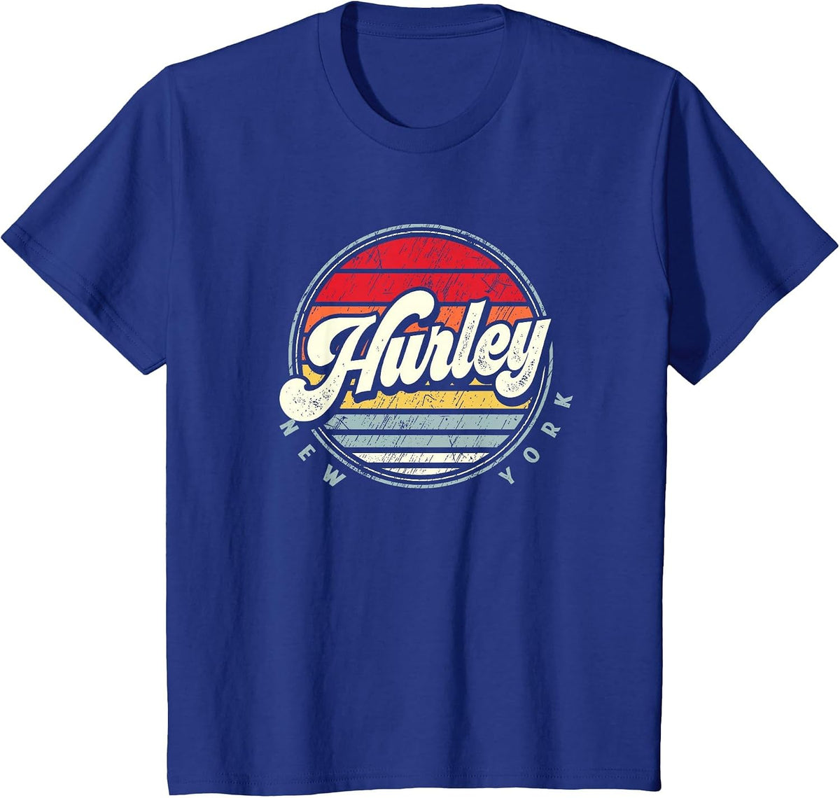Retro Hurley Home State Cool 70s Style Sunset T-Shirt - Royal Blue