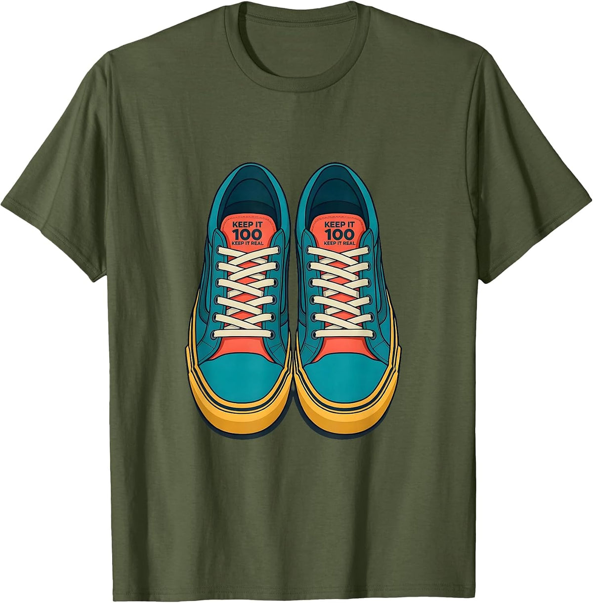 Keep It 100 Keep It Real Old School Hip Hop 80s 90s T-Shirt - Olive Green