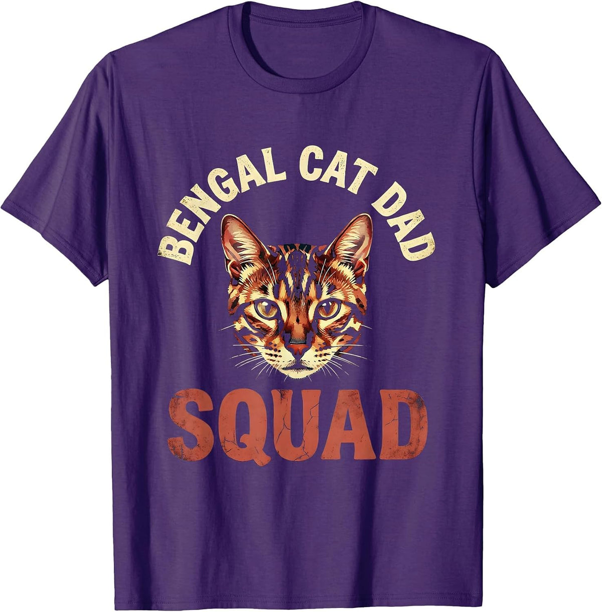 Bengal Cat Dad Squad Feline Lover Design T-Shirt - Purple