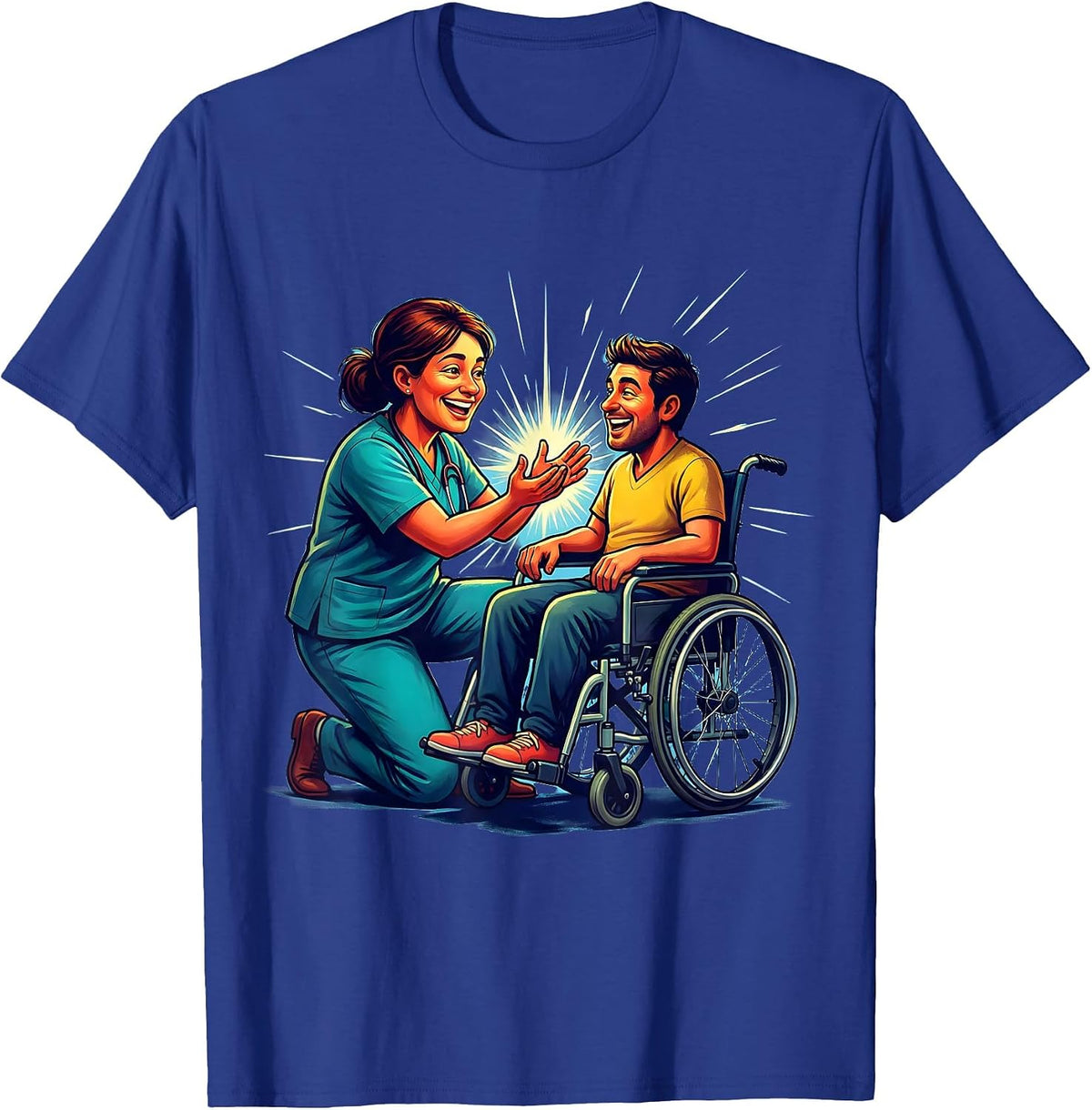 Men's Occupational Therapist Wheelchair Support Graphic T-Shirt - Royal Blue