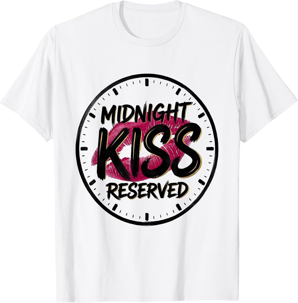 Men's Midnight Kiss Reserved Flirty Playful New Year's Eve Party T-Shirt - White