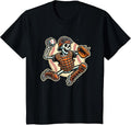 Halloween Skeleton Baseball Catcher T-Shirt - Black
