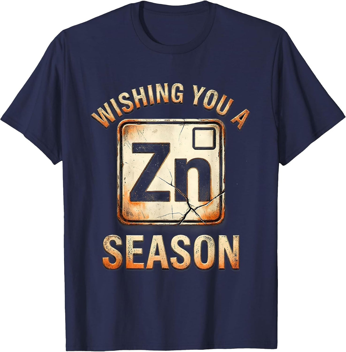 Men's Wishing You A ZinCere Season Distressed Science Teacher Gift T-Shirt - Navy Blue