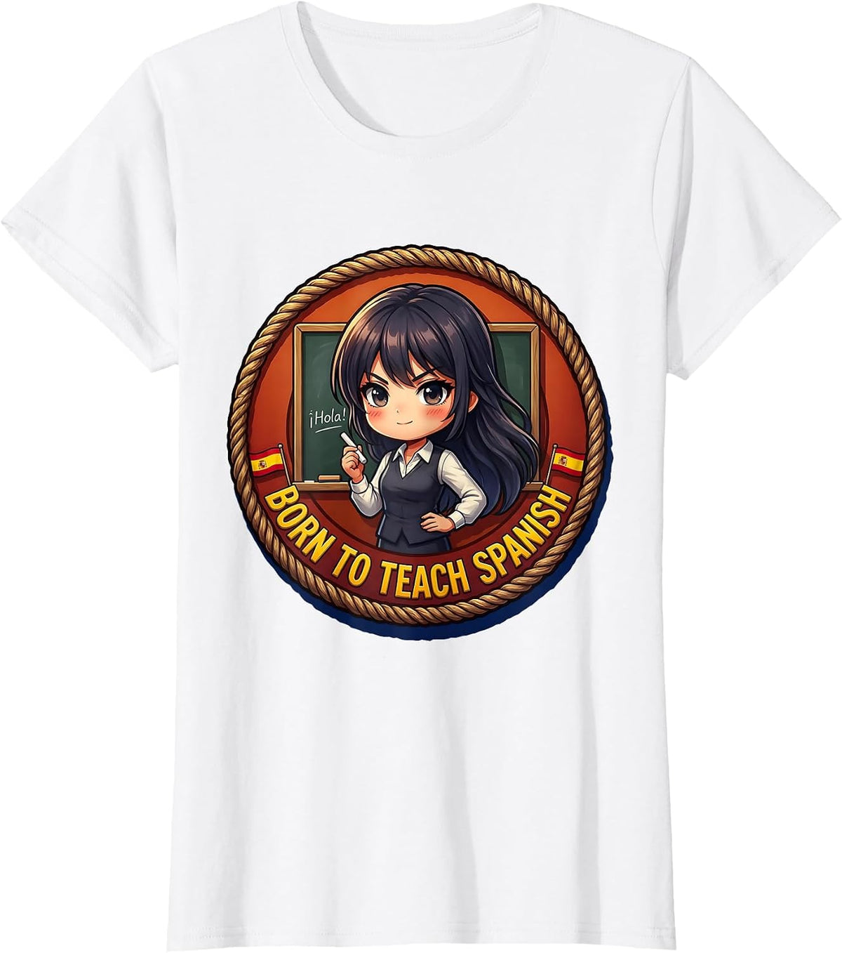 Born to Teach Spanish Educator Design T-Shirt - White