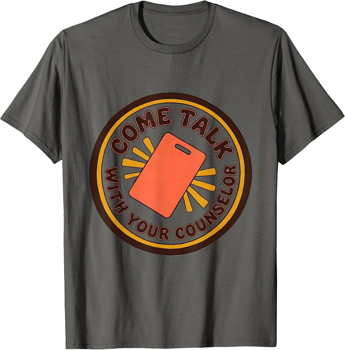 Men's Come Talk With Your Counselor Groovy Retro School Counselor T-Shirt - Asphalt Grey
