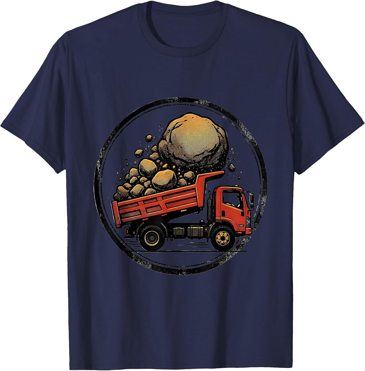 Dump Truck Badge Funny Trucker Diesel Driver Gift T-Shirt - Navy Blue