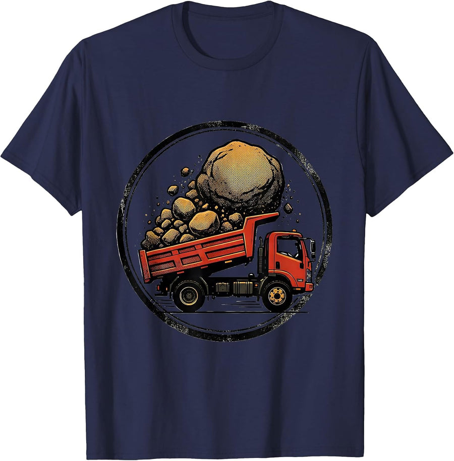 Dump Truck Badge Funny Trucker Diesel Driver Gift T-Shirt - Navy Blue