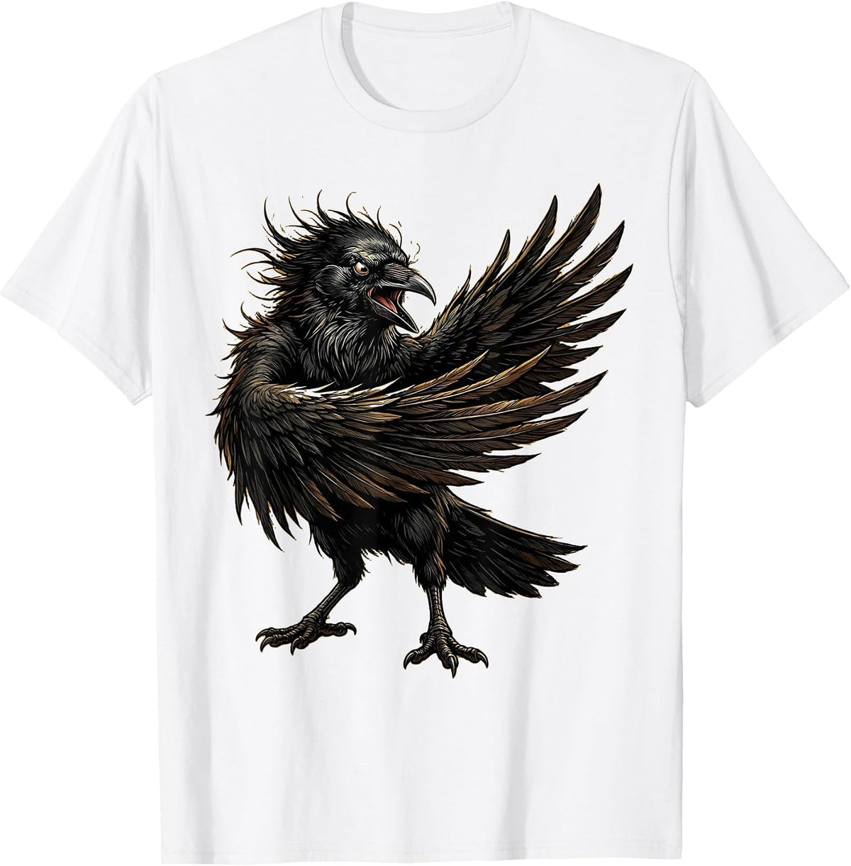 Men's Angry Crow Flipping Wing Graphic T-Shirt - White