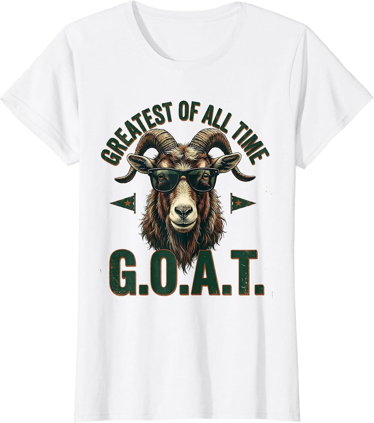 Greatest Of All Time Vintage Sunglasses Goat Funny Animal T-Shirt - White