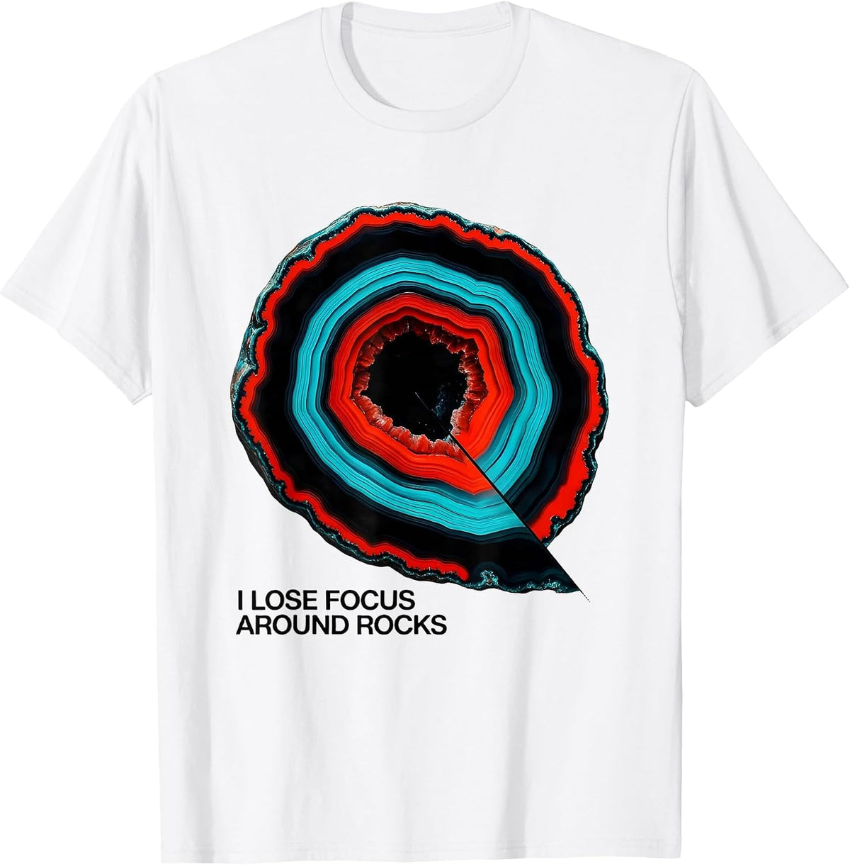 Men's I Lose Focus Around Rocks Funny Geologist Rock Collector T-Shirt - White