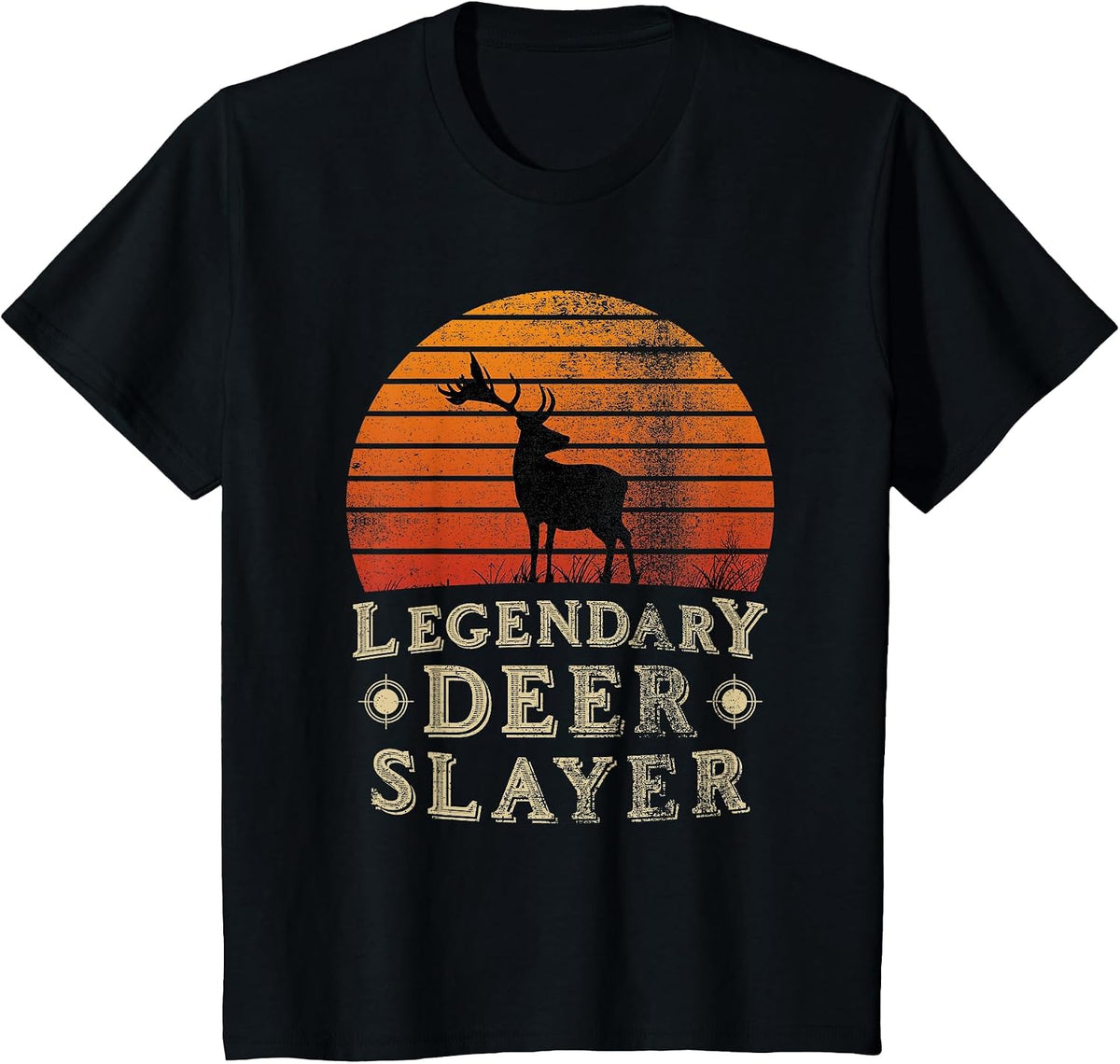 Legendary Deer Slayer Vintage Sunset Deer Hunter T-Shirt - Black