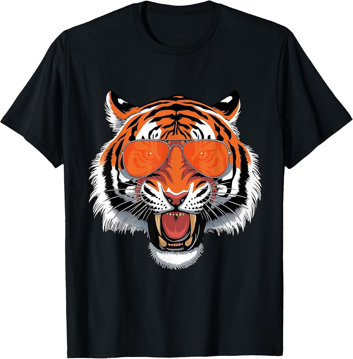 Cool Growling Bengal Tiger with Sunglasses Tees T Shirts for Tiger Lovers - Black
