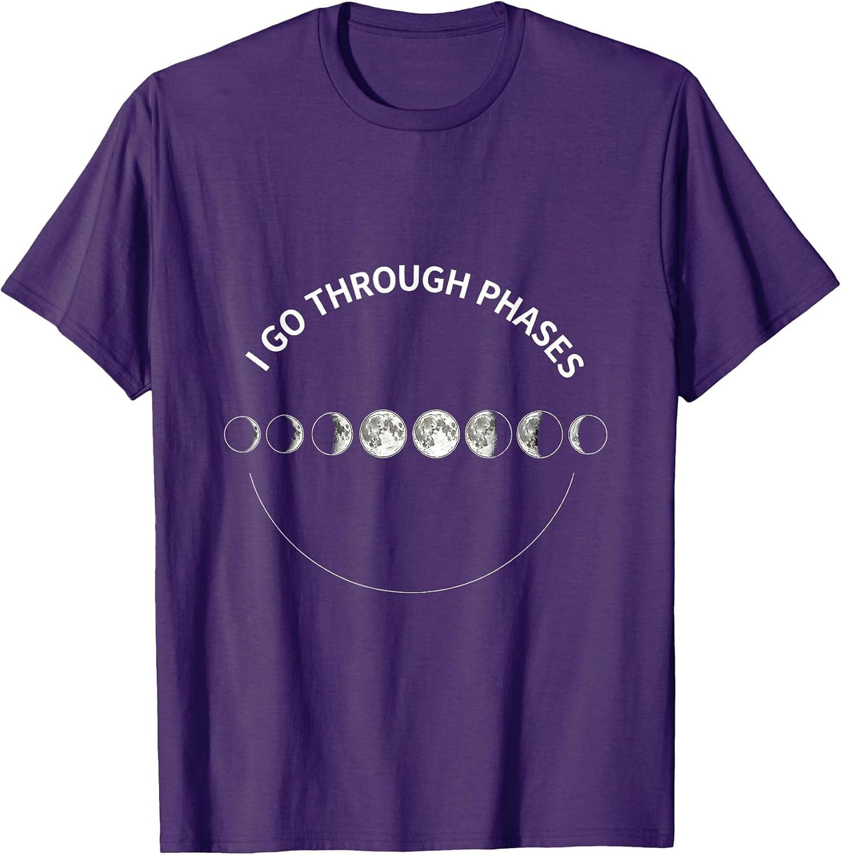 Men's I Go Through Phases Retro Moon Phase Astronomy Astrology T-Shirt - Purple