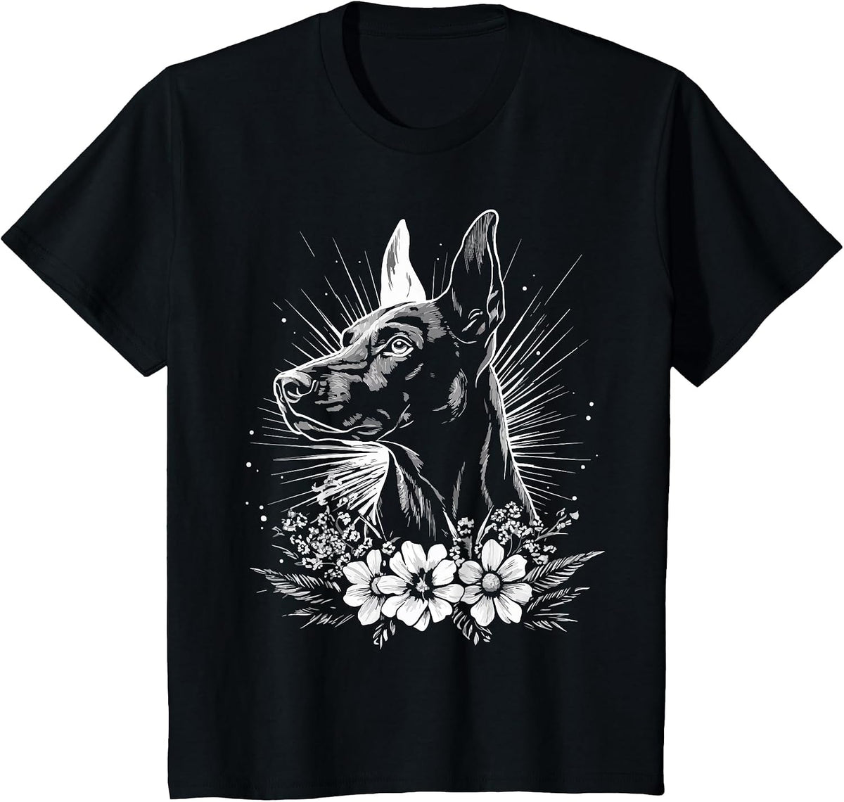 Tattoo Style Lover Doberman Pinscher Retro Dog T-Shirt - Black