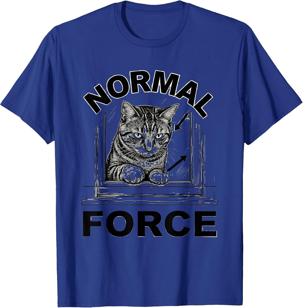 Men's Normal Force Funny Cat Physics Science Teacher Gift T-Shirt - Royal Blue