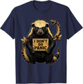 I Don't Do Panic Linocut Honey Badger Fearless Attitude T-Shirt - Navy Blue