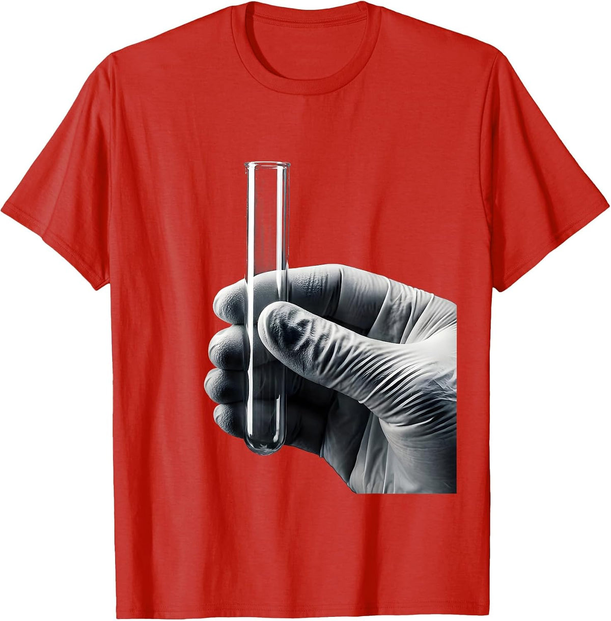Men's Surgeon Gloved Hand Test Tube Graphic T-Shirt - Red