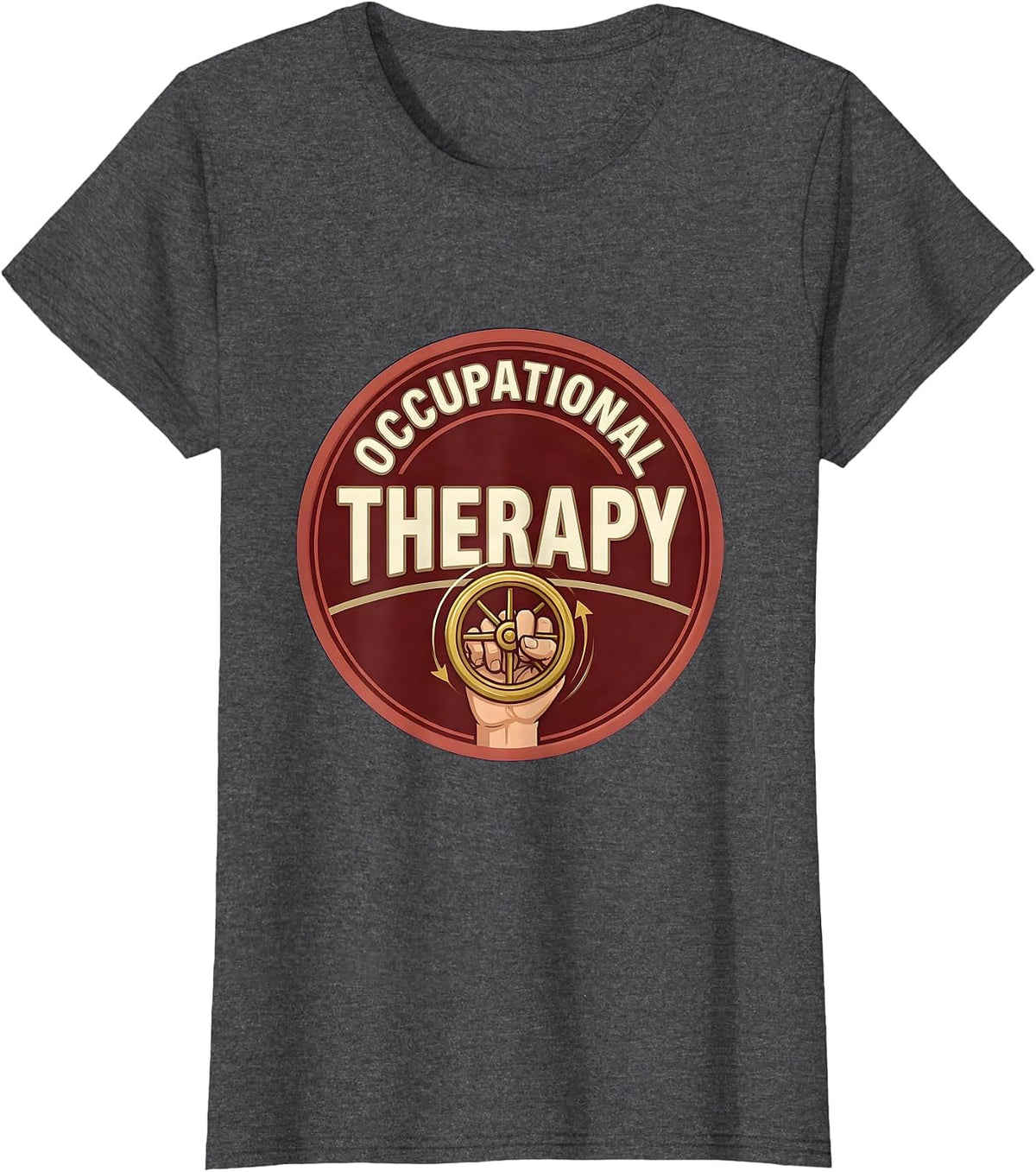 Women's Occupational Therapy Emblem Funny Occupational Therapist T-Shirt - Dark Heather Grey