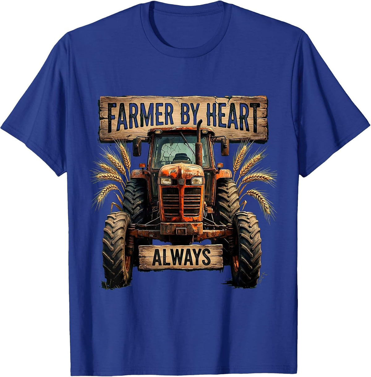 Men's Farmer By Heart Always Country Pride Design T-Shirt - Royal Blue