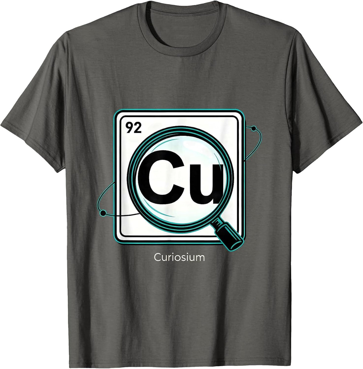 92 Cu Curiosium Funny Periodic Table Chemistry Nerd Gift T-Shirt - Asphalt Grey