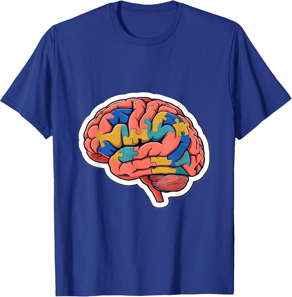 Dyslexia Awareness Glowing Brain Puzzle Design T-Shirt - Royal Blue