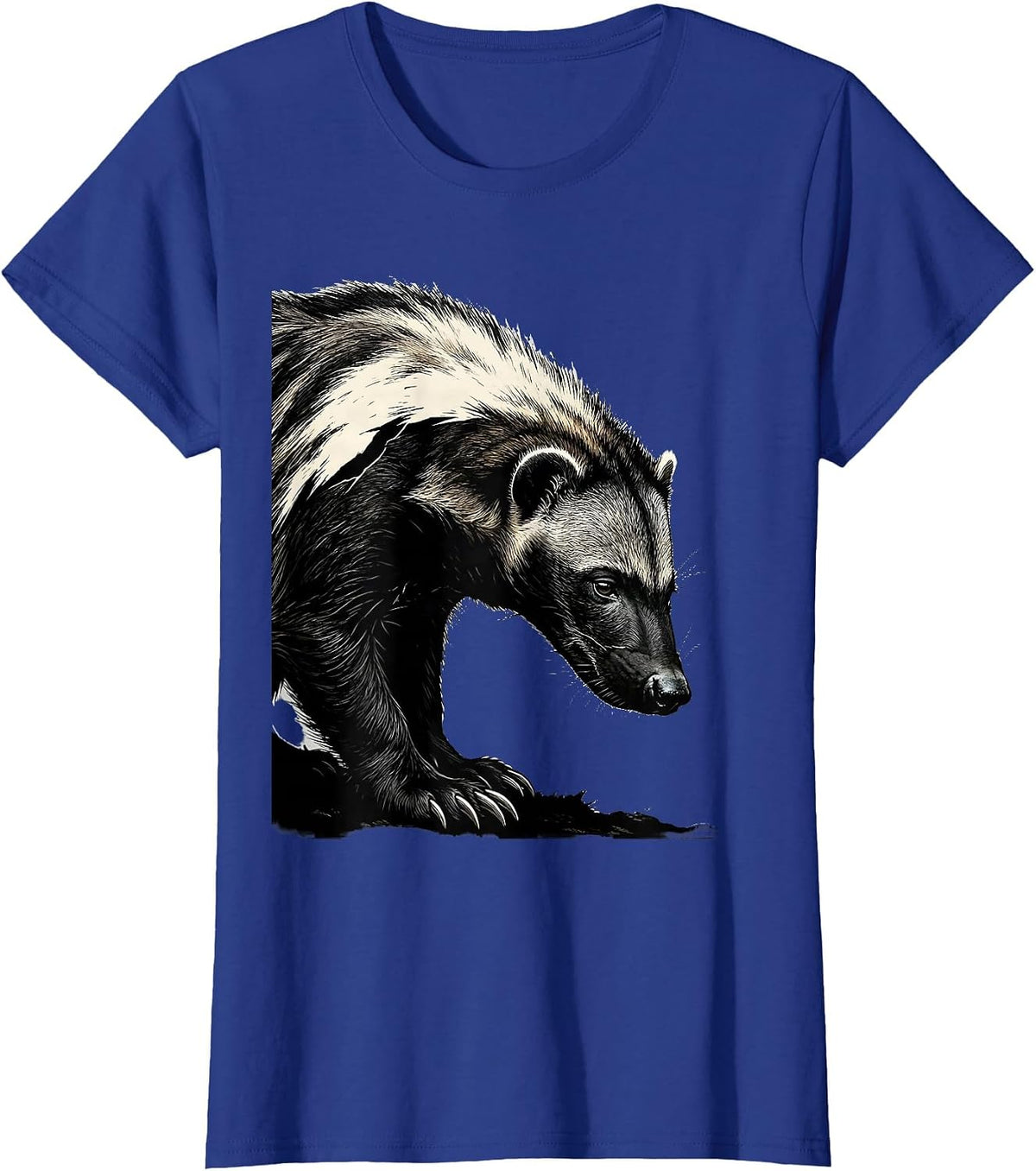 Women's Honey Badger Stencil Graphic Animal Humor T-Shirt - Royal Blue