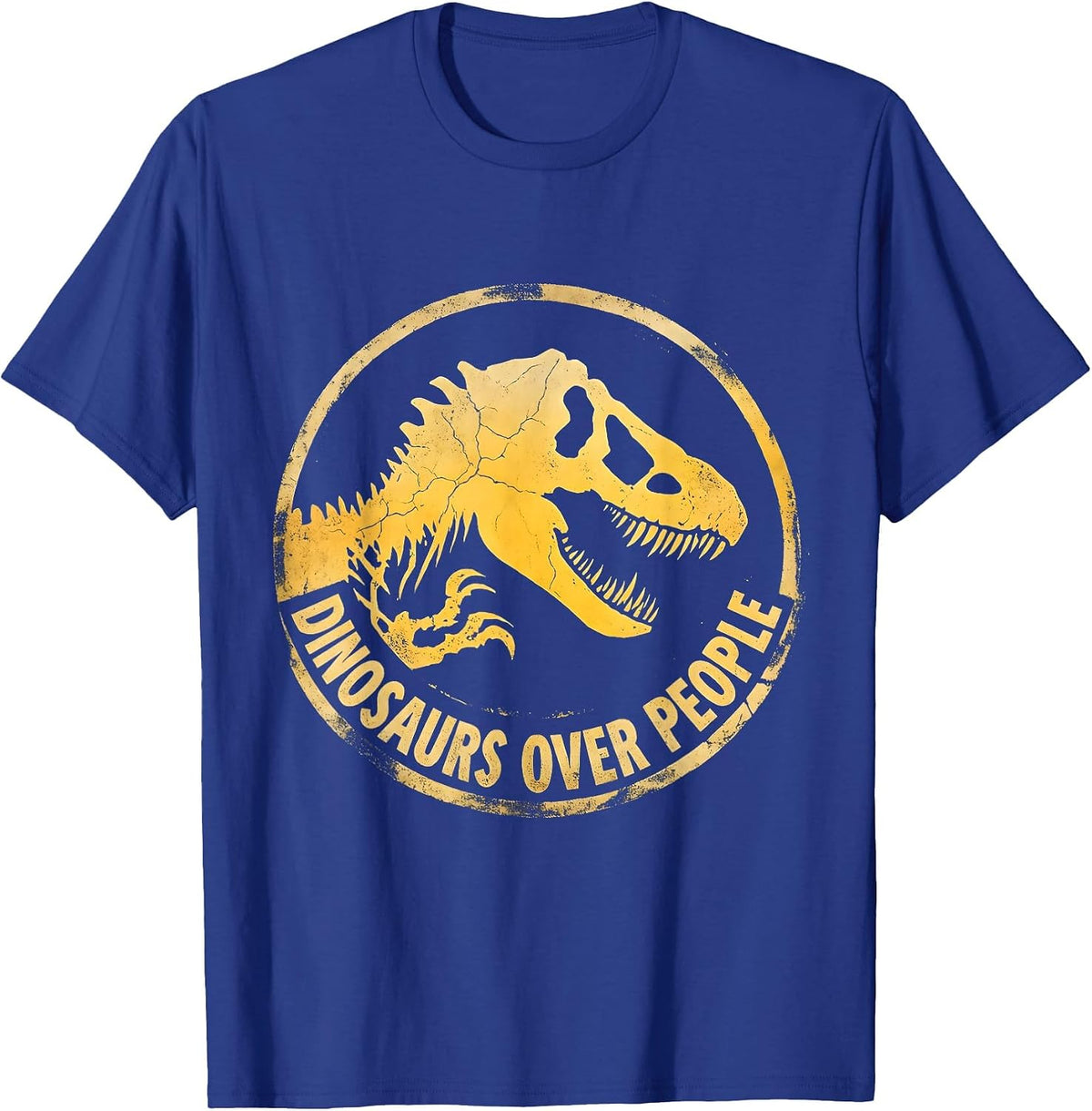 Dinosaurs Over People T-Rex Lover Design T-Shirt - Royal Blue