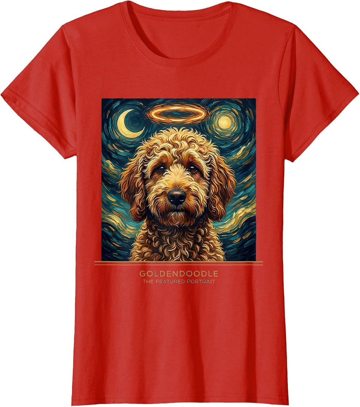 Women's Goldendoodle The Featured Portrait Whimsical Artistic Breed T-Shirt - Red