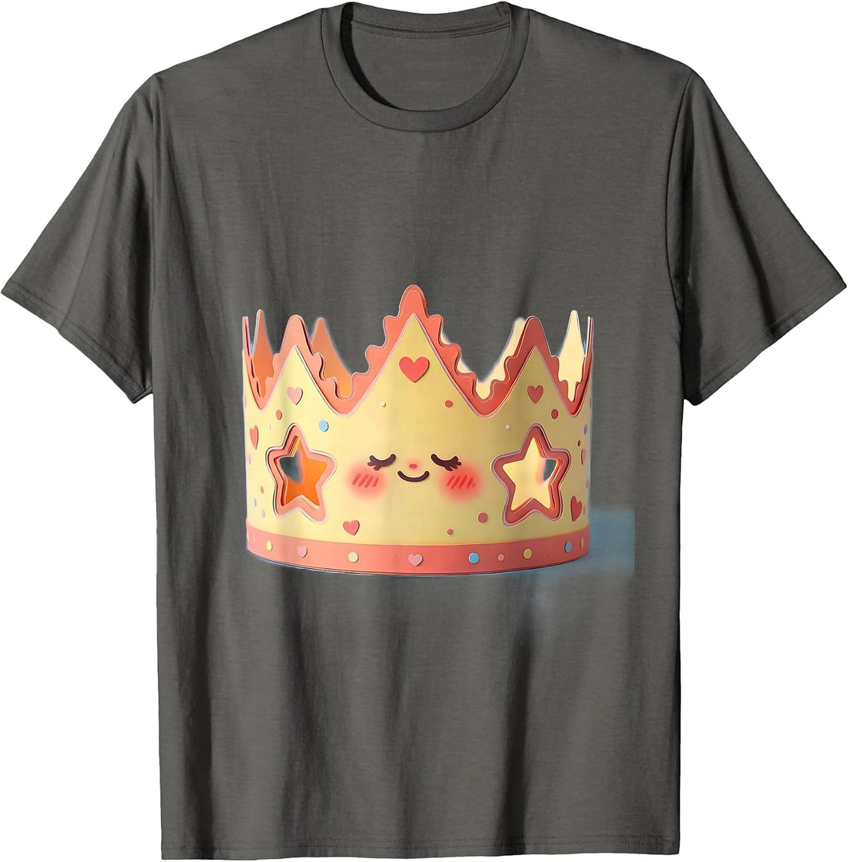 4th Grade Teacher Construction Paper Crown T-Shirt - Asphalt Grey