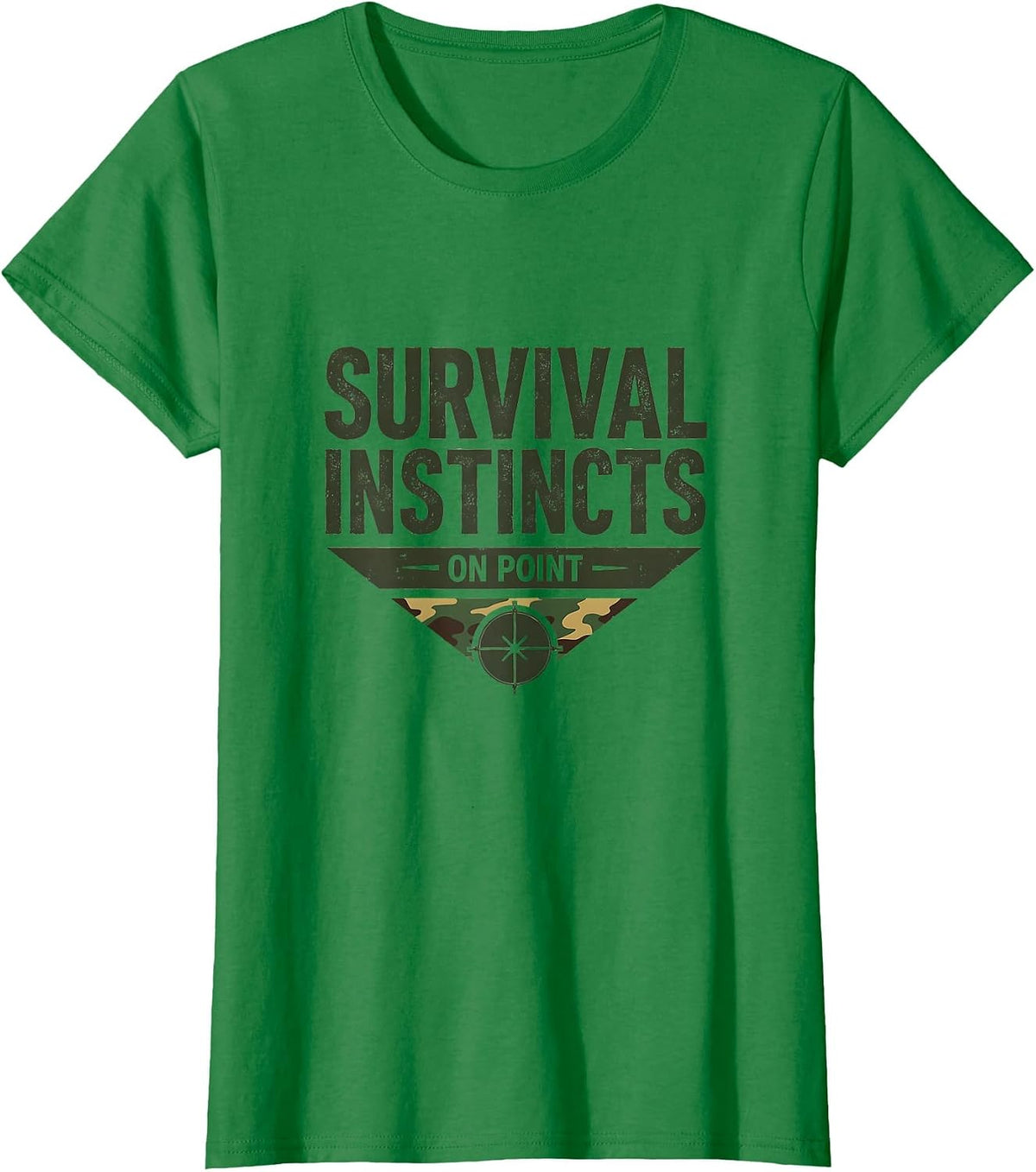 Survival Instincts On Point Camo Design T-Shirt - Kelly Green