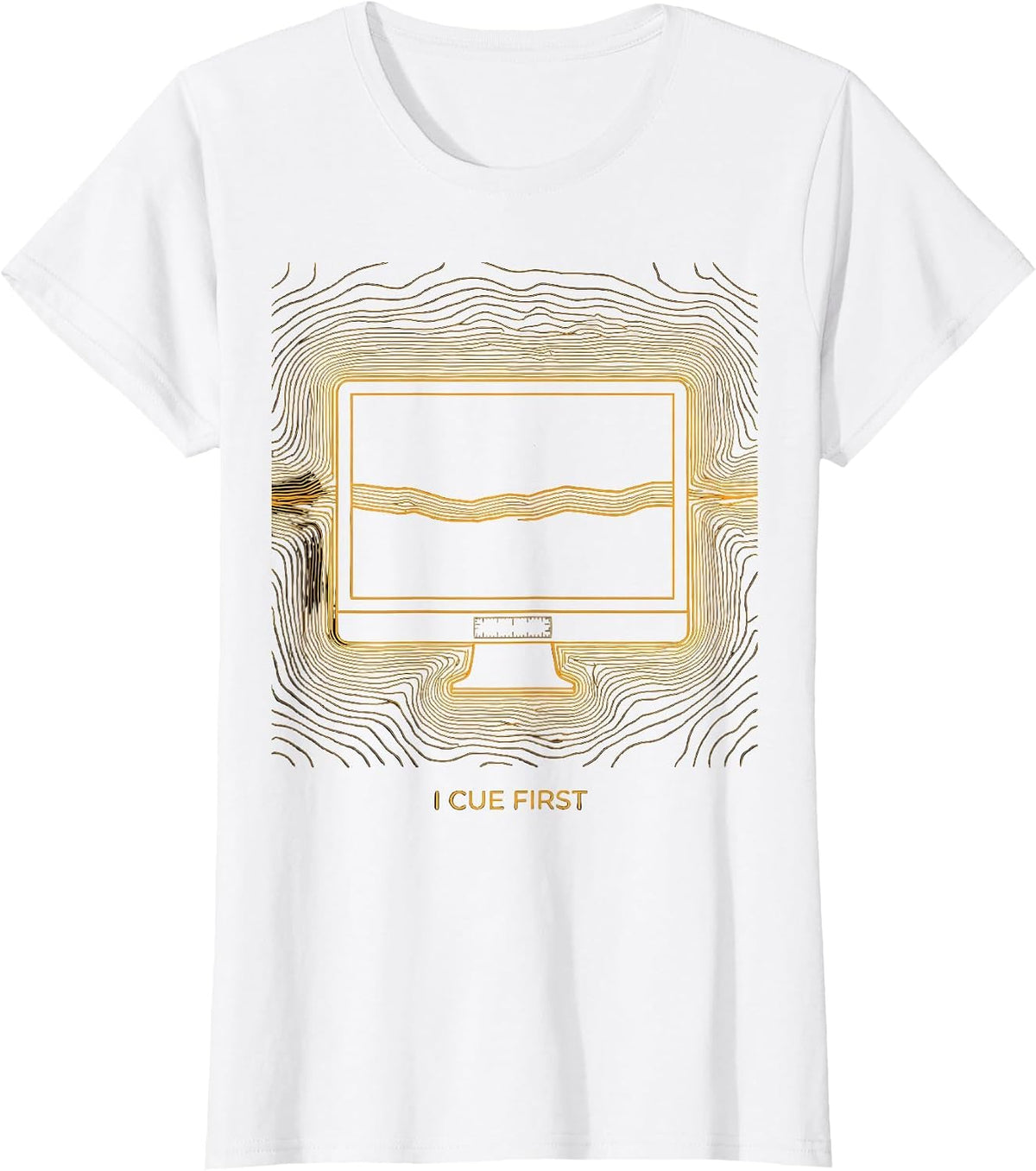 I Cue First Topographic 911 Dispatcher Thin Yellow Line T-Shirt - White