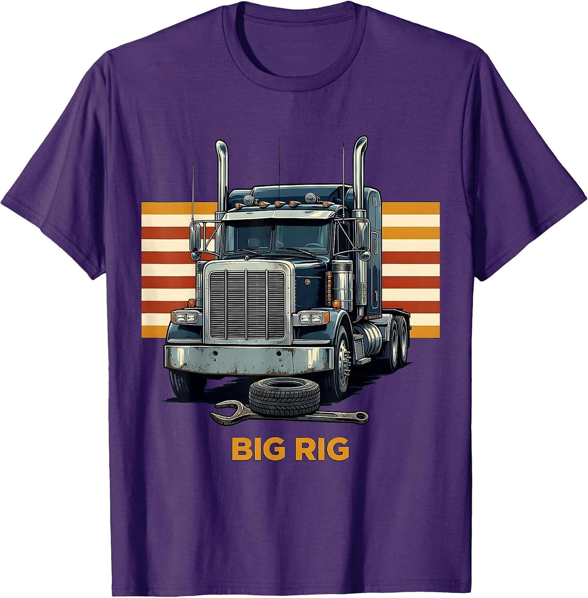BIG RIG Custom Patriotic Semi Truck Driver Trucker Pride T-Shirt - Purple