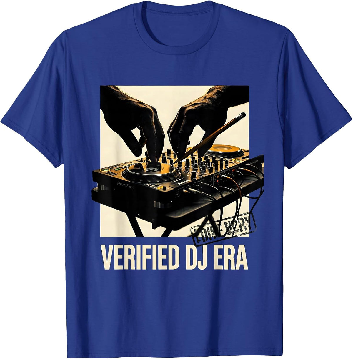Men's Verified DJ Era Retro Hip Hop Golden Era Lyric Quote T-Shirt - Royal Blue