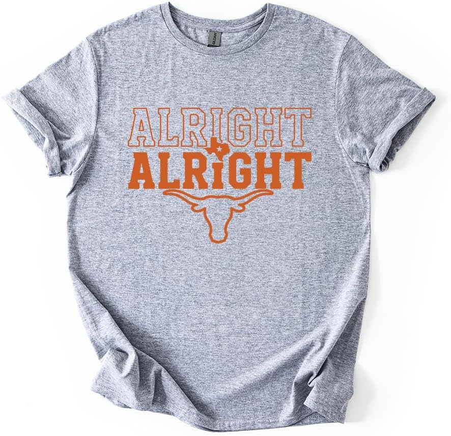 Texas Cattle Steer Graphic Casual Cotton Tee - Sport Grey