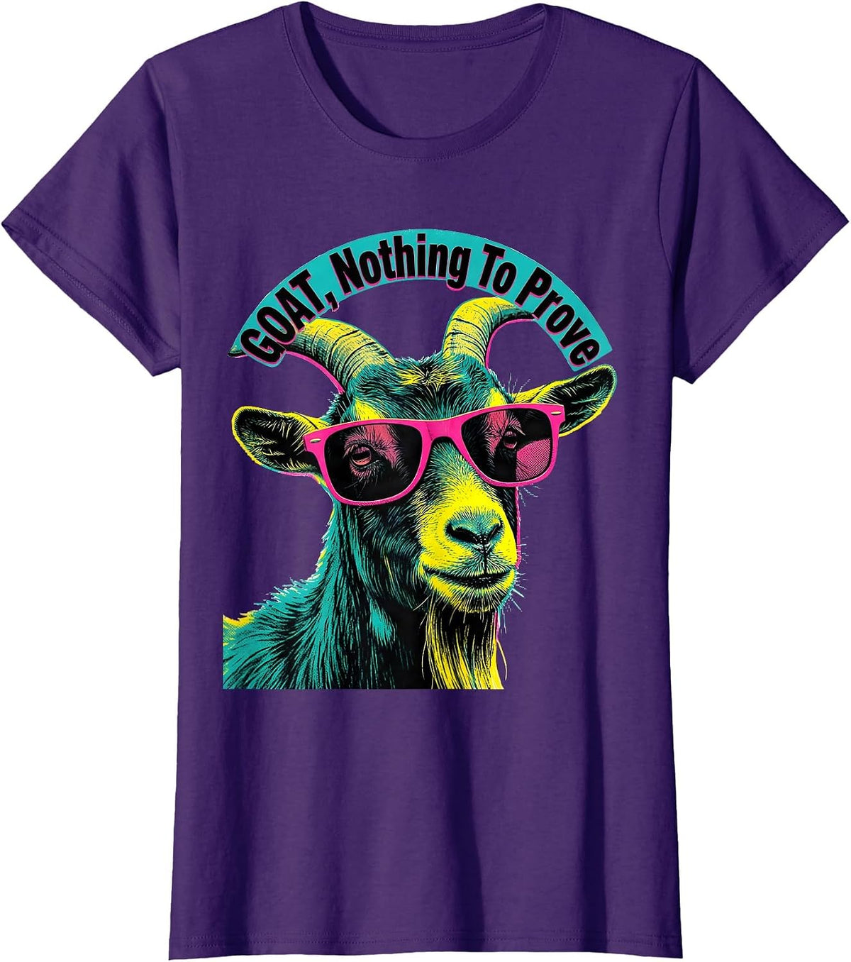 Women's GOAT Nothing To Prove Risograph Goat Humor Animal Lover T-Shirt - Purple