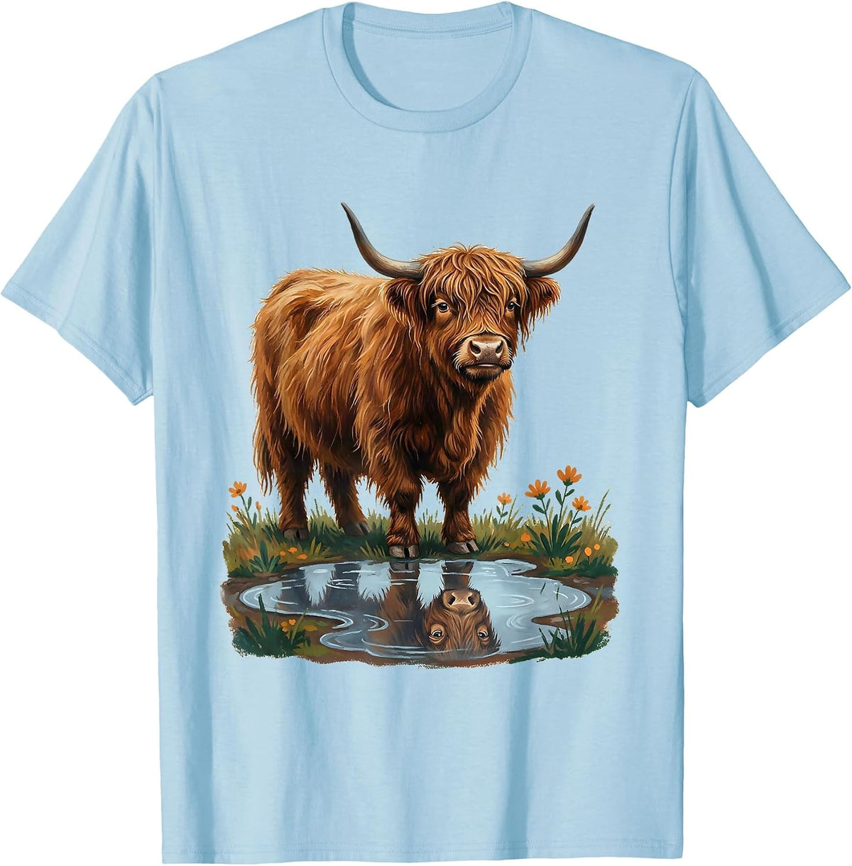 Calm Highland Cow Cute Scottish Humor Gift T-Shirt - Baby Blue