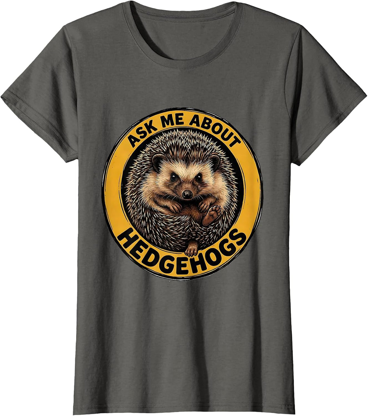 Women's Ask Me About Hedgehogs Just A Girl Who Loves Hedgehog Fan T-Shirt - Asphalt Grey