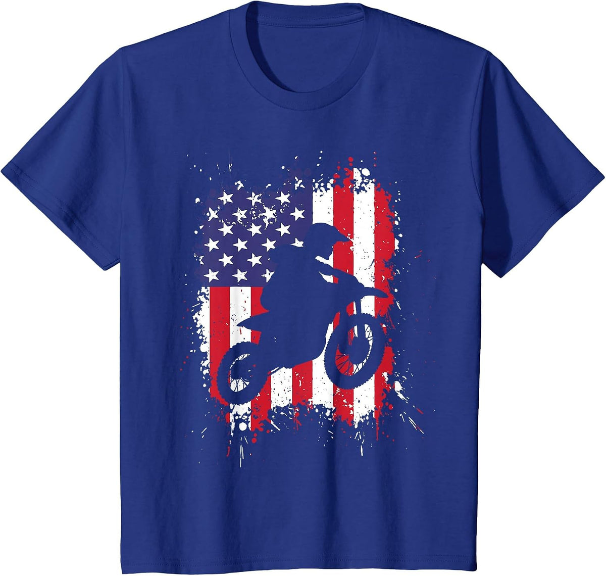 Best Dirt Bike for Men Boys Dirtbike Racing US Flag Biker T-Shirt - Royal Blue