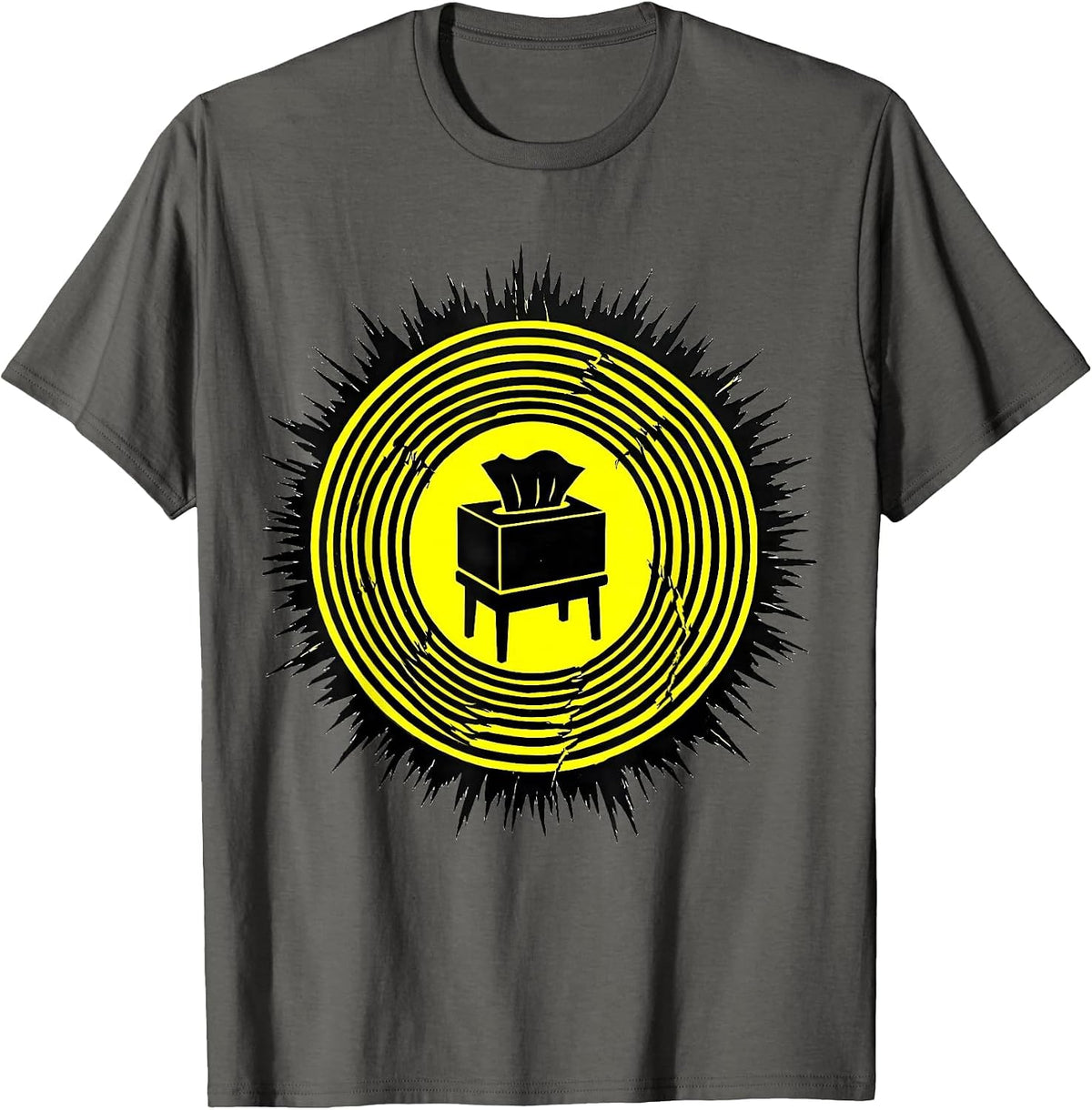 Stencil Tissue-Box Badge School Counselor Mental Health T-Shirt - Asphalt Grey