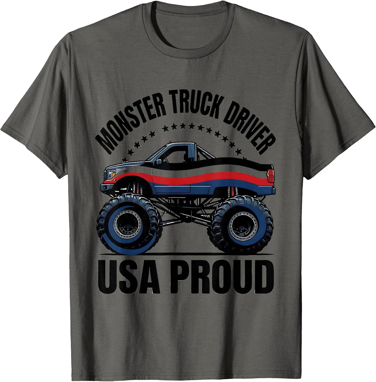 Monster Truck Driver, USA Proud Patriotic Classic Pickup T-Shirt - Asphalt Grey