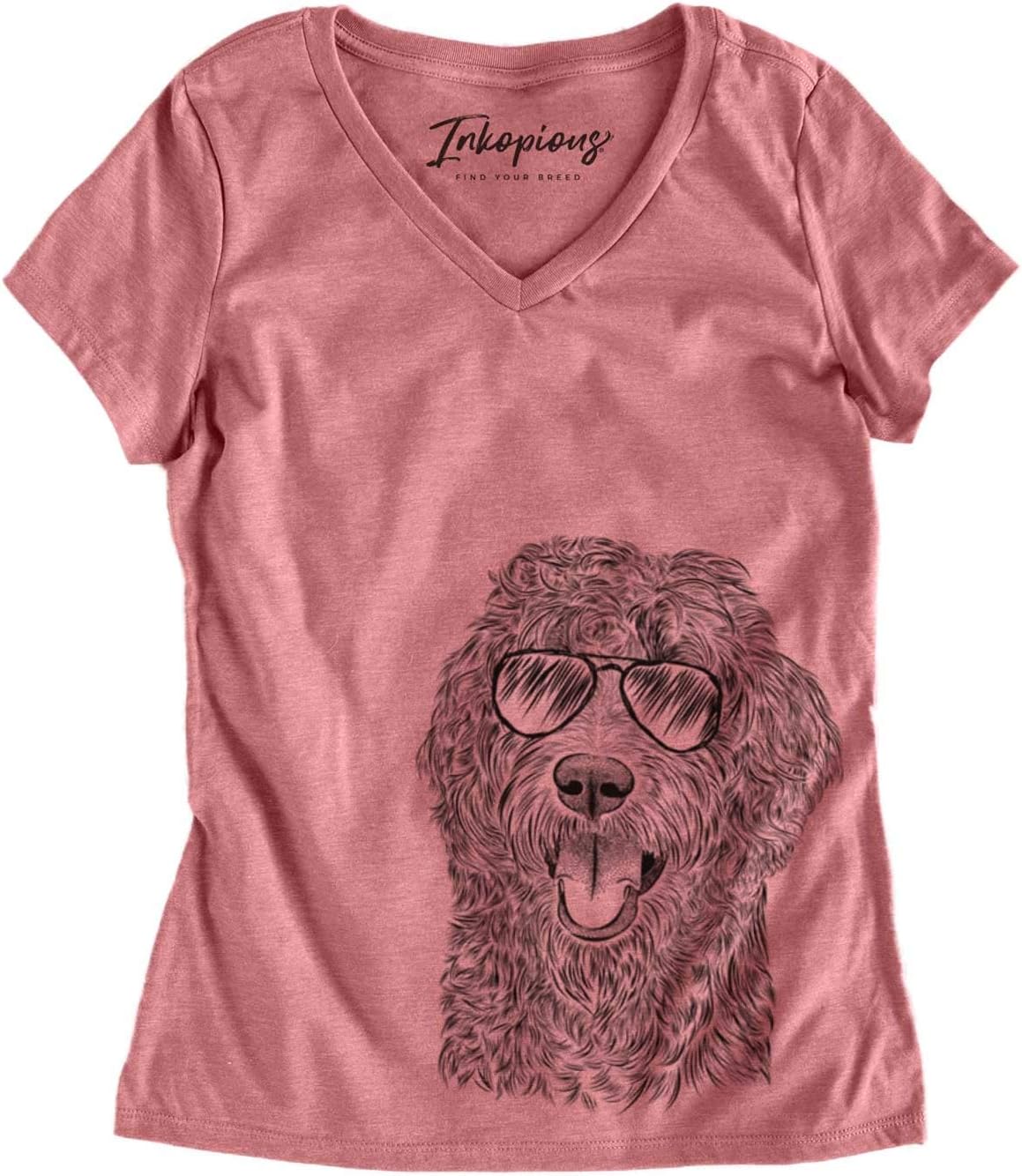 Aviator MurrDog the Labradoodle Dog Triblend T-Shirt - Dusty Rose V-neck