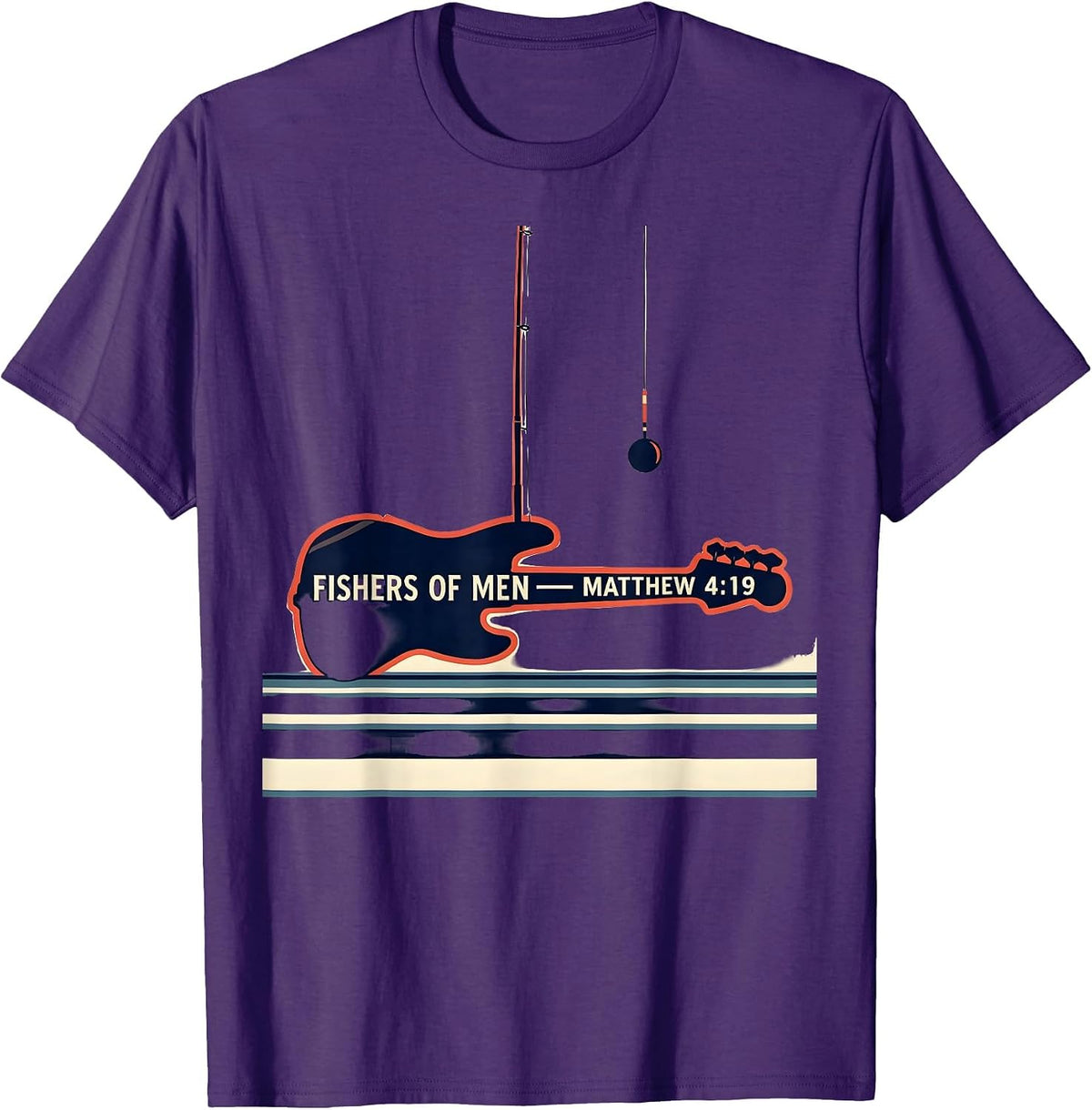 Fishers Of Men Matthew 4:19 Bass Silhouette Christian T-Shirt - Purple