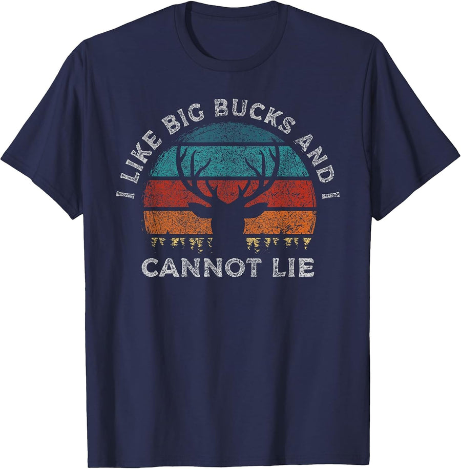 I Like Big Bucks and I Cannot Lie Hunter Funny Deer Hunting T-Shirt - Navy Blue