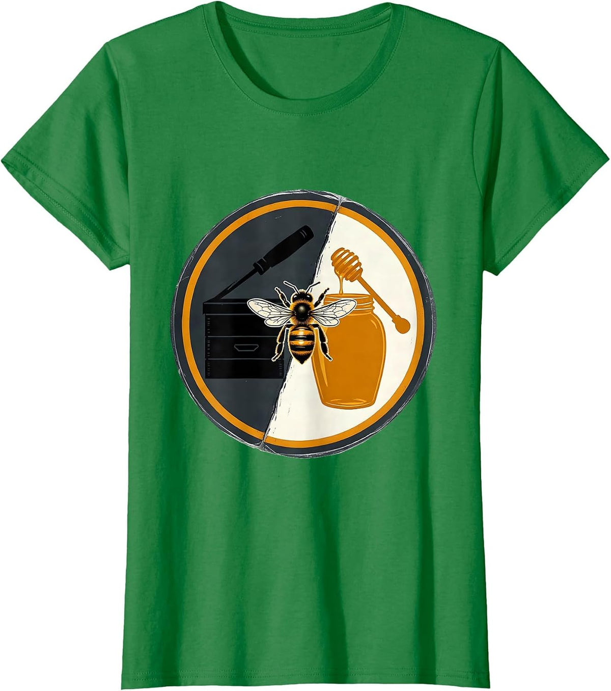 Women's Beekeeper Badge Screenprint Beekeeping Hobbyist Humor T-Shirt - Kelly Green