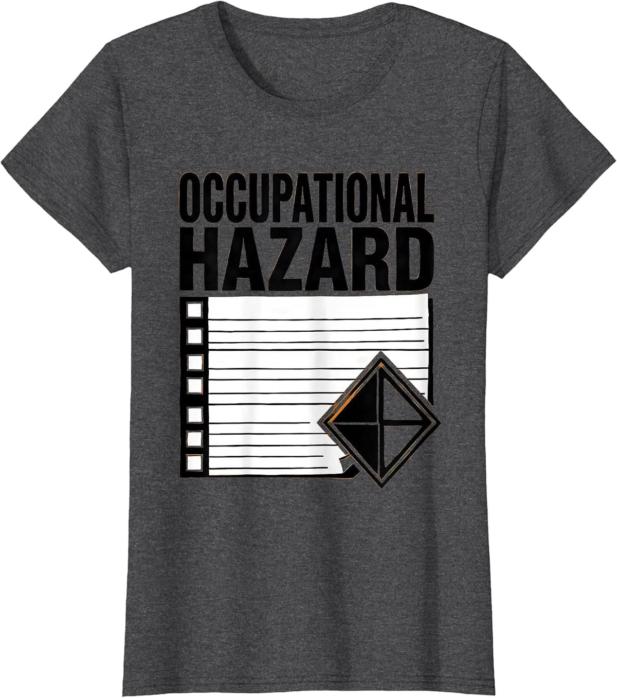 Women's Occupational Hazard Stencil Graphic Physical Therapist OT T-Shirt - Dark Heather Grey