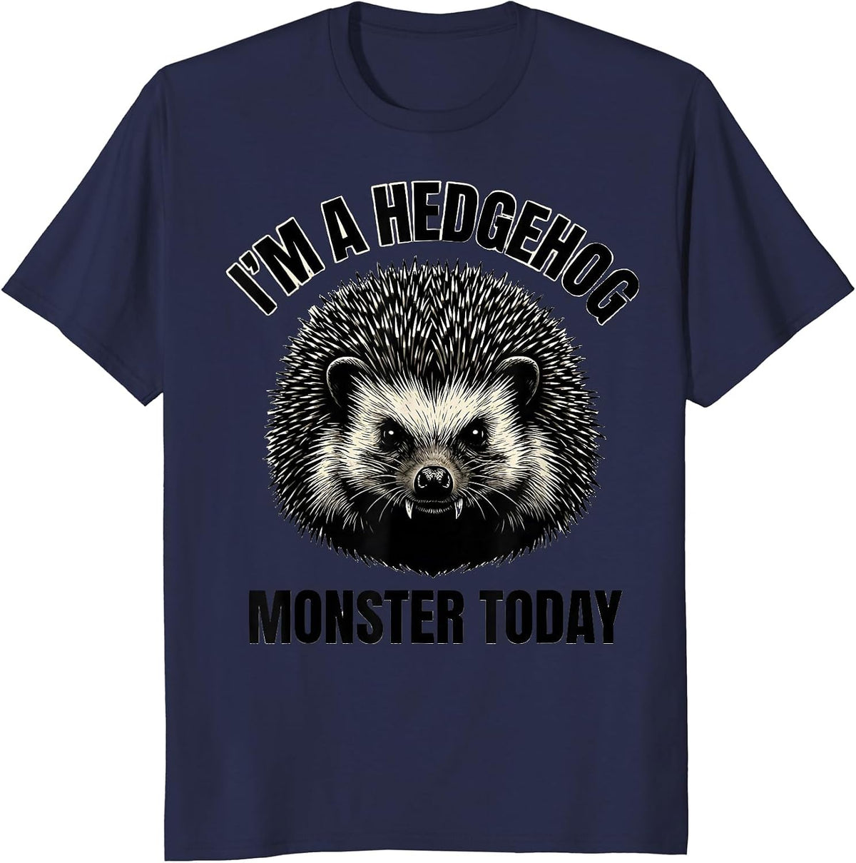 Men's I'm A Hedgehog Monster Today Funny Halloween Costume T-Shirt - Navy Blue