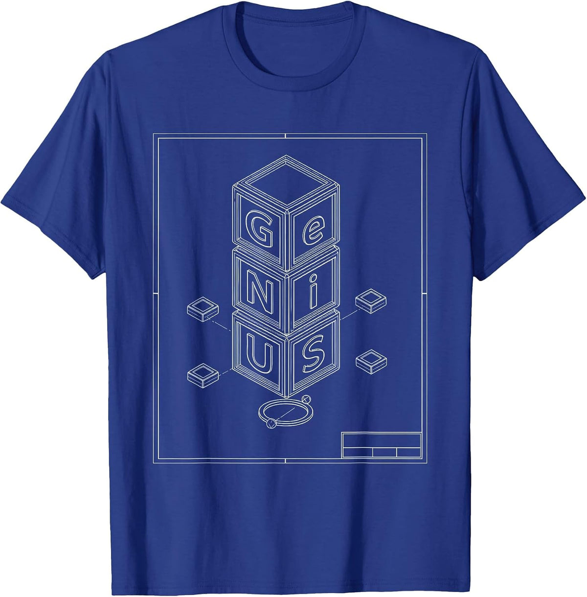 Ge Ni U S Technical Blueprint Periodic Table Chemistry Joke T-Shirt - Royal Blue